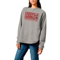 Women's League Collegiate Wear  Heather Gray Louisville Cardinals Victory Springs Tri-Blend Fleece Pullover Sweatshirt