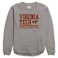 Women's League Collegiate Wear  Heather Gray Virginia Tech Hokies Victory Springs Tri-Blend Fleece Pullover Sweatshirt