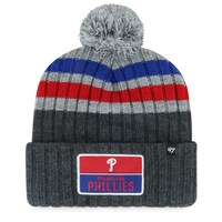 Men's '47 Gray Philadelphia Phillies Stack Cuffed Knit Hat with Pom