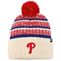 Men's '47 Natural Philadelphia Phillies Tavern Cuffed Knit Hat with Pom