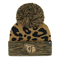 Women's '47 Cleveland Guardians Leopard Rosette Cuffed Knit Hat with Pom