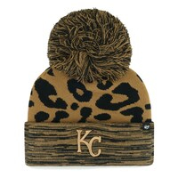 Women's '47 Kansas City Royals Leopard Rosette Cuffed Knit Hat with Pom