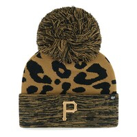 Women's '47 Pittsburgh Pirates Leopard Rosette Cuffed Knit Hat with Pom