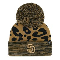 Women's '47 San Diego Padres Leopard Rosette Cuffed Knit Hat with Pom