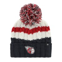 Women's '47 White/Navy Cleveland Guardians Ashfield Cuffed Knit Hat with Pom