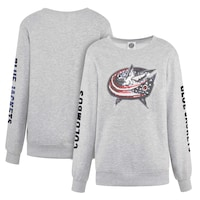 Women's Cuce Heather Gray Columbus Blue Jackets Sequin Pullover Sweatshirt