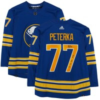 JJ Peterka Buffalo Sabres Autographed Blue Adidas Authentic Jersey with "1st NHL Goal 10/13/22" Inscription