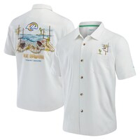 Men's Tommy Bahama  White Los Angeles Rams Tide Breaker IslandZone Camp Button-Up Shirt