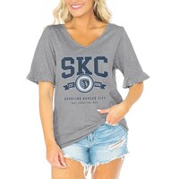 Women's Gameday Couture  Gray Sporting Kansas City V-Neck T-Shirt
