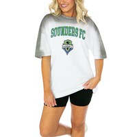 Women's Gameday Couture  White Seattle Sounders FC Colorwave Oversized T-Shirt