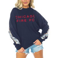 Women's Gameday Couture  Navy Chicago Fire Long Sleeve Sequin T-Shirt