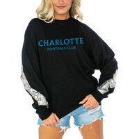 Women's Gameday Couture  Black Charlotte FC Long Sleeve Sequin T-Shirt