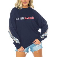 Women's Gameday Couture  Navy New York Red Bulls Long Sleeve Sequin T-Shirt