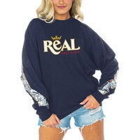Women's Gameday Couture  Navy Real Salt Lake Long Sleeve Sequin T-Shirt