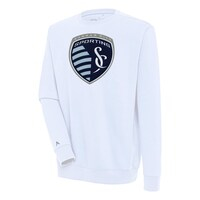 Men's Antigua White Sporting Kansas City Victory Pullover Sweatshirt