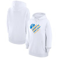 Women's G-III 4Her by Carl Banks  White Los Angeles Chargers Heart Graphic Fleece Pullover Hoodie