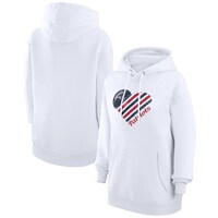 Women's G-III 4Her by Carl Banks  White New England Patriots Heart Graphic Fleece Pullover Hoodie