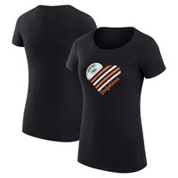 Women's G-III 4Her by Carl Banks Black Miami Dolphins Heart Graphic Fitted T-Shirt