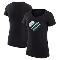 Women's G-III 4Her by Carl Banks Black Philadelphia Eagles Heart Graphic Fitted T-Shirt
