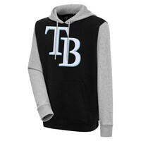 Men's Antigua  Black/Heather Gray Tampa Bay Rays Victory Pullover Hoodie