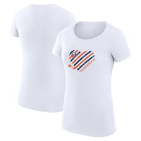 Women's G-III 4Her by Carl Banks White New York Islanders Heart Fitted T-Shirt