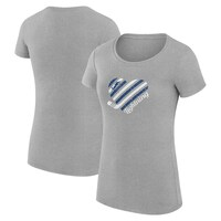 Women's G-III 4Her by Carl Banks Heather Gray Tampa Bay Lightning Heart Fitted T-Shirt