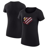 Women's G-III 4Her by Carl Banks Black Chicago Blackhawks Heart Fitted T-Shirt