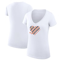 Women's G-III 4Her by Carl Banks White Anaheim Ducks Heart V-Neck Fitted T-Shirt