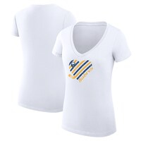 Women's G-III 4Her by Carl Banks White Buffalo Sabres Heart V-Neck Fitted T-Shirt