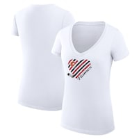 Women's G-III 4Her by Carl Banks White Calgary Flames Heart V-Neck Fitted T-Shirt