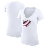Women's G-III 4Her by Carl Banks White Columbus Blue Jackets Heart V-Neck Fitted T-Shirt