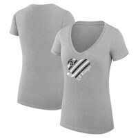 Women's G-III 4Her by Carl Banks Heather Gray Los Angeles Kings Heart V-Neck Fitted T-Shirt