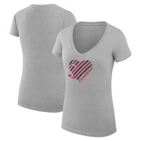 Women's G-III 4Her by Carl Banks Heather Gray Montreal Canadiens Heart V-Neck Fitted T-Shirt
