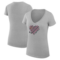Women's G-III 4Her by Carl Banks Heather Gray Arizona Coyotes Heart V-Neck Fitted T-Shirt