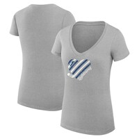 Women's G-III 4Her by Carl Banks Heather Gray Tampa Bay Lightning Heart V-Neck Fitted T-Shirt