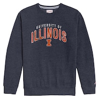 Men's League Collegiate Wear  Heather Navy Illinois Fighting Illini  Heritage Tri-Blend Pullover Sweatshirt