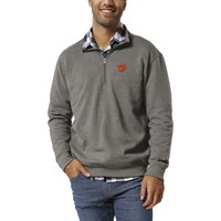 Men's League Collegiate Wear  Heather Gray Clemson Tigers  Heritage Tri-Blend Quarter-Zip Pullover Sweatshirt