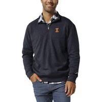 Men's League Collegiate Wear  Heather Navy Illinois Fighting Illini  Heritage Tri-Blend Quarter-Zip Pullover Sweatshirt