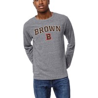 Men's League Collegiate Wear  Heather Gray Brown Bears  Victory Falls Tri-Blend Long Sleeve T-Shirt
