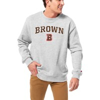 Men's League Collegiate Wear  Heather Gray Brown Bears  Distressed Arch Over Logo Lightweight Essential Fleece Pullover Sweatshirt