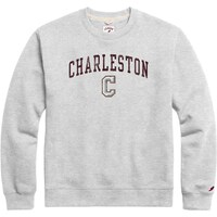 Men's League Collegiate Wear  Heather Gray Charleston Cougars  Distressed Arch Over Logo Lightweight Essential Fleece Pullover Sweatshirt