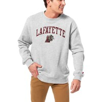 Men's League Collegiate Wear  Heather Gray Lafayette College Leopards  Distressed Arch Over Logo Lightweight Essential Fleece Pullover Sweatshirt