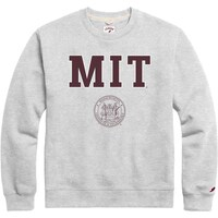 Men's League Collegiate Wear  Heather Gray MIT Engineers  Distressed Arch Over Logo Lightweight Essential Fleece Pullover Sweatshirt