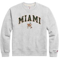 Men's League Collegiate Wear  Heather Gray Miami Hurricanes  Distressed Arch Over Logo Lightweight Essential Fleece Pullover Sweatshirt