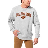 Men's League Collegiate Wear  Heather Gray Oklahoma State Cowboys  Distressed Arch Over Logo Lightweight Essential Fleece Pullover Sweatshirt