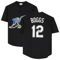 Wade Boggs Tampa Bay Rays Autographed Black Mitchell & Ness Batting Practice Pullover Authentic Jersey