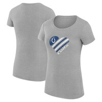 Women's G-III 4Her by Carl Banks Heather Gray Indianapolis Colts Heart Graphic Fitted T-Shirt