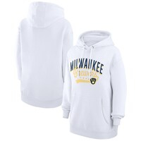 Women's G-III 4Her by Carl Banks  White Milwaukee Brewers Filigree Team Pullover Hoodie