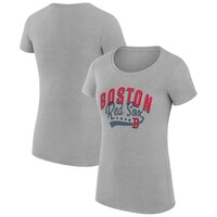 Women's G-III 4Her by Carl Banks  Heather Gray Boston Red Sox Filigree Team Fitted T-Shirt