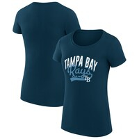 Women's G-III 4Her by Carl Banks  Navy Tampa Bay Rays Filigree Team Fitted T-Shirt